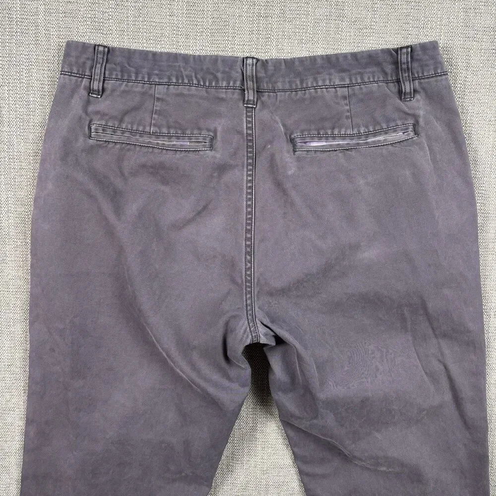 Bonobos Washed Chinos Pants Men 32x30 Gray Straight Fit Casual Flat Front Preppy